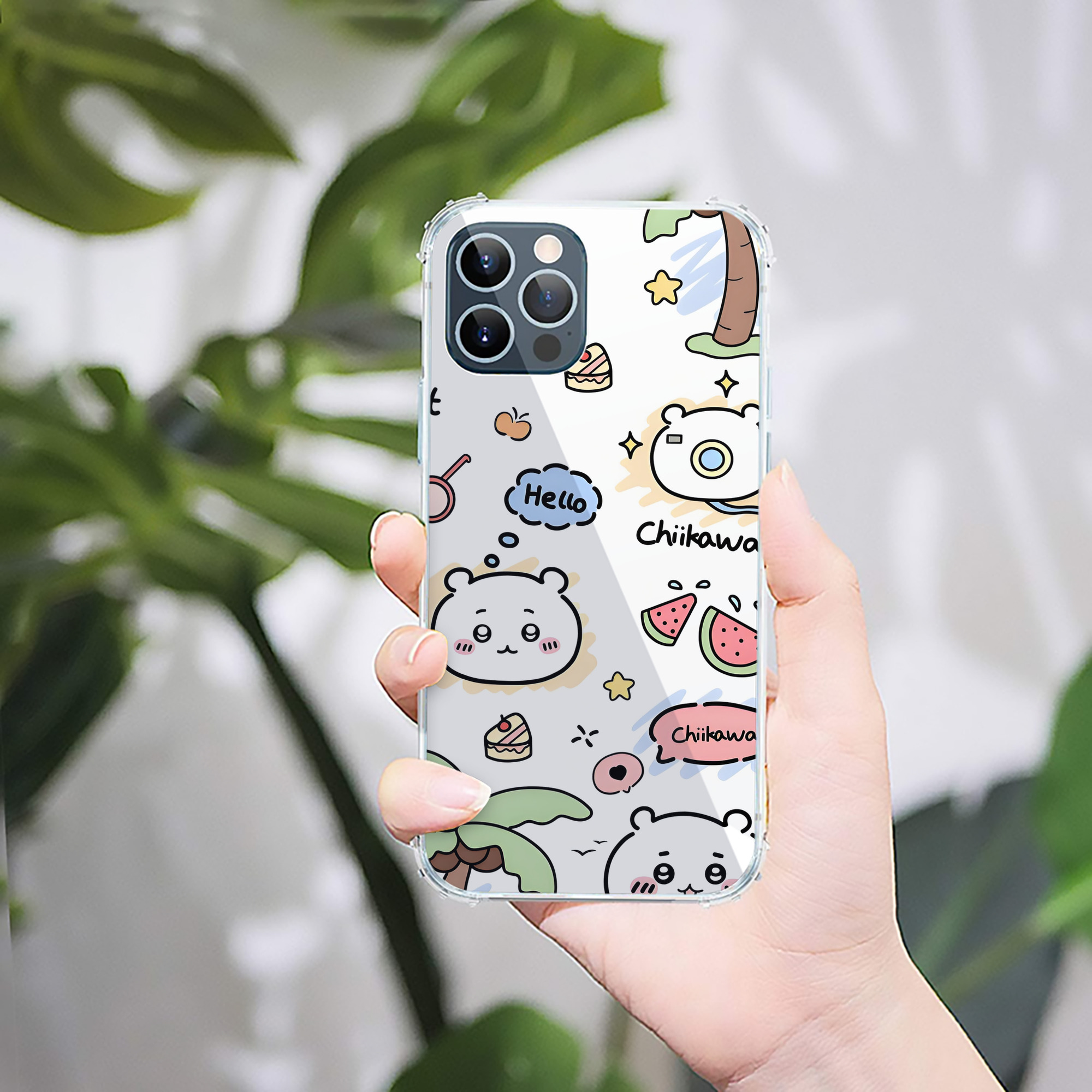 （画像用） ちいかわ Chii-kawa 【iPhone 12シリーズ対応】透明スマホケース（クリアソフトケース）